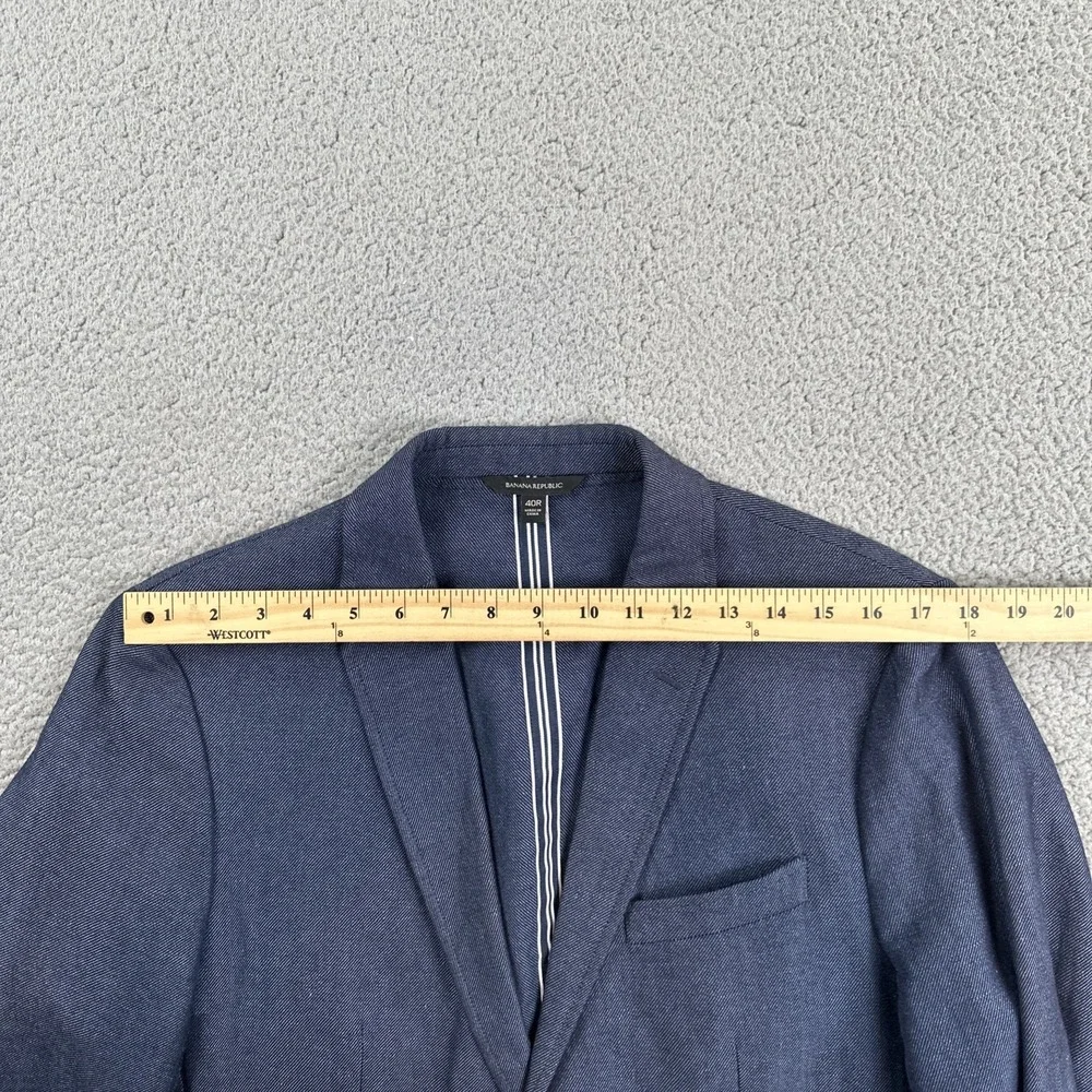Banana Republic Blazer 40R Blue Slim Fit Wool Linen Unstructured Stretch